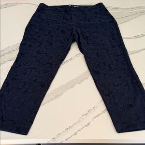 A New Day Rose Women's Navy Floral Texture Stretch Pants